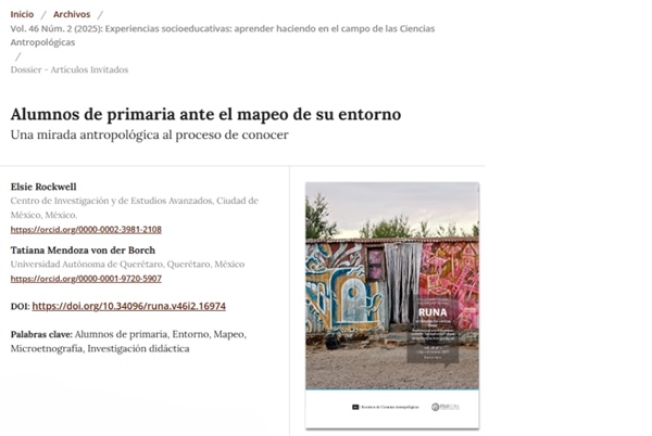 Artículo / Alumnos de primaria ante el mapeo de su entorno. Una mirada antropológica al proceso de conocer