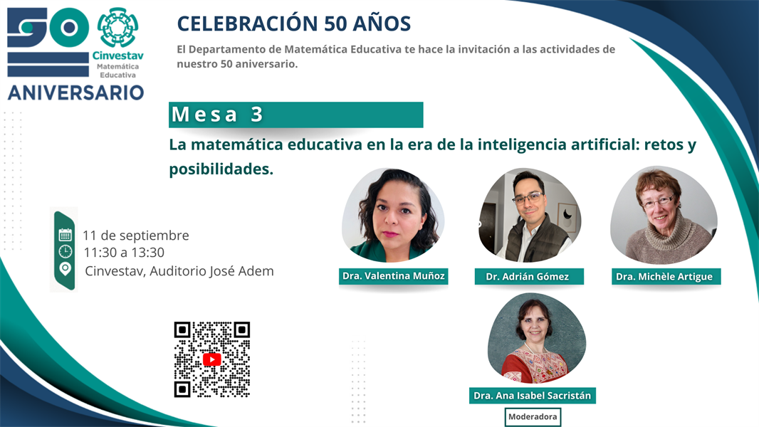 Mesa 3: La matemática educativa en la era de la inteligencia artificial: retos y posibilidades.