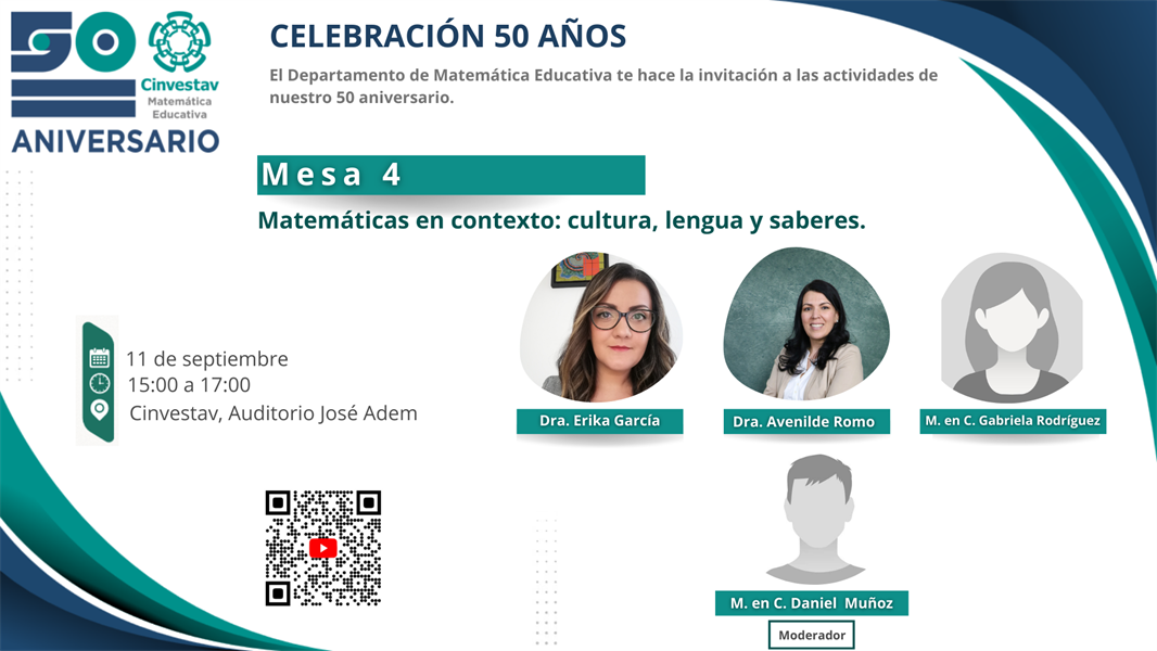 Mesa 4: Matemáticas en contexto: cultura, lengua y saberes.