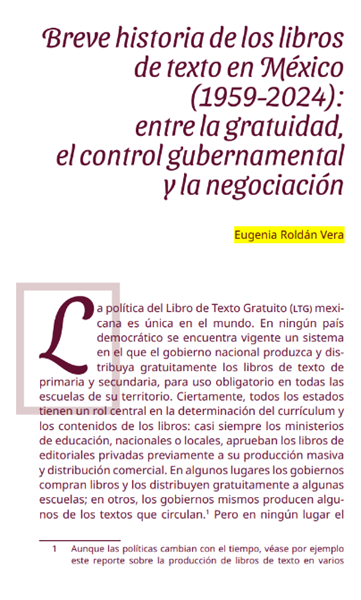 Capítulo. Breve historia de los libros de texto en México (1959-2024): entre la gratuidad, el control gubernamental y la negociación