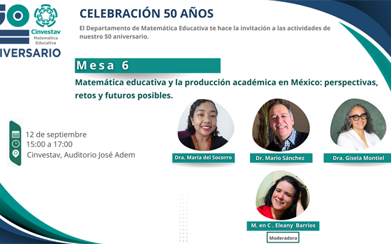 Mesa 6: Matemática educativa y la producción académica en México: perspectivas, retos y futuros posibles.