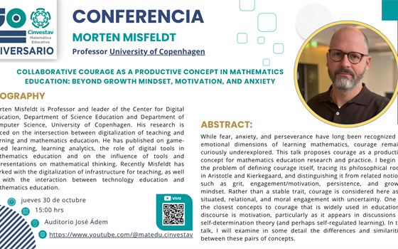 Conferencia: Collaborative courage as a productive concept in mathematics education: beyond growth mindset, motivation, and anxiety