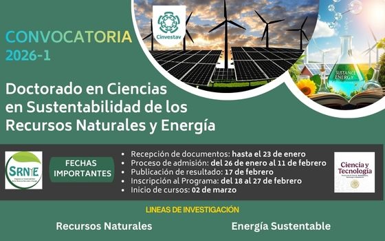 Convocatoria Doctorado en Sustentabilidad de los Recursos Naturales y Energía